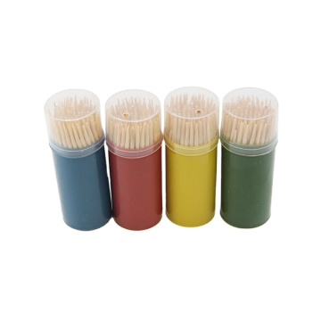 Eco-friendly Custom Bamboo Wooden Toothpicks Wholesale With Plastic Container